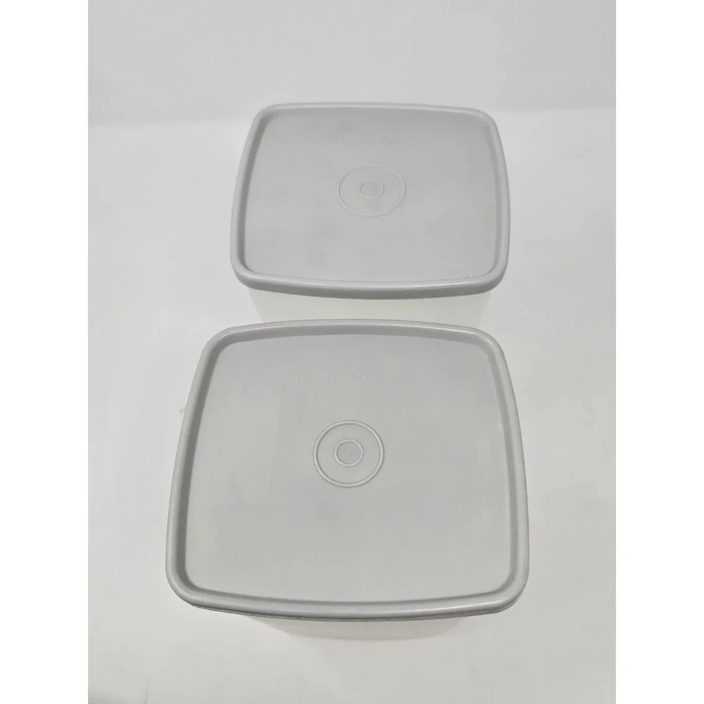 VINTAGE TUPPERWARE MISC LOT OF 10 GREY SILVER LIDS FOOD STORAGE CONTAINERS 1990S